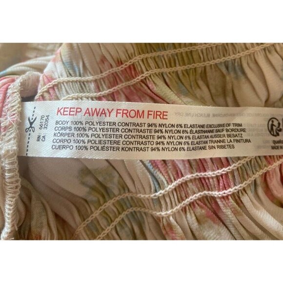 Intimately Free People Bodysuit Top Puff Sleeve Cream Pink Blue Small S - Picture 5 of 5